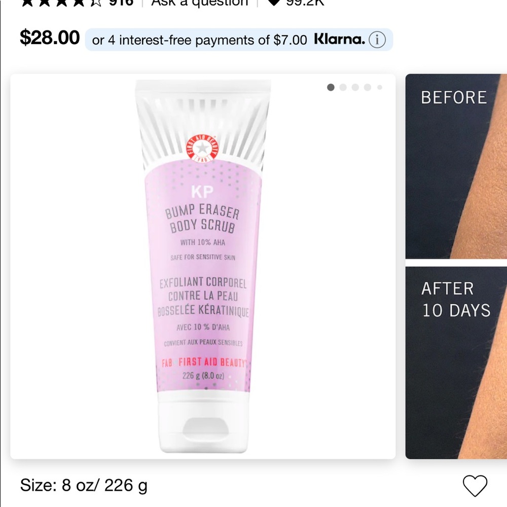 First aid beauty KP bump eraser body scrub